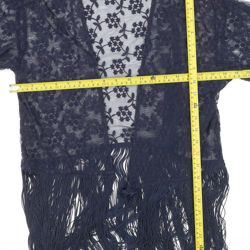 George Women’s Blue Lace Fringe Cardigan Size 12 Boho Kimono Style