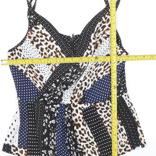 Cabi Women’s Multicoloured Camisole Top Size 10 Animal Polka Zip