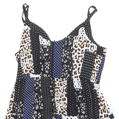 Cabi Women’s Multicoloured Camisole Top Size 10 Animal Polka Zip