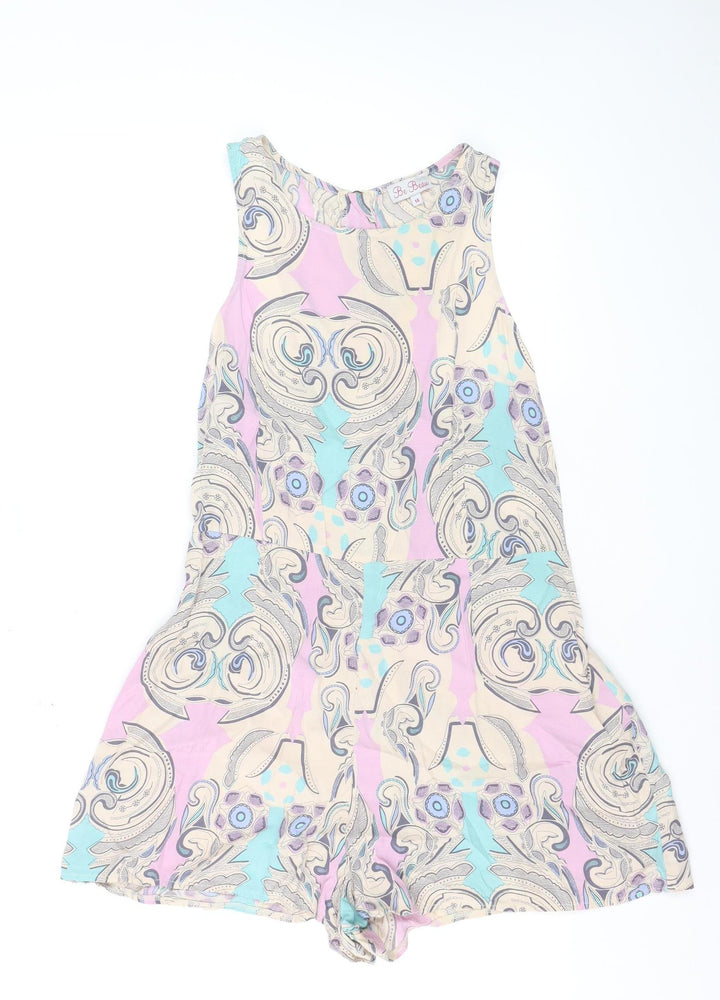 Be Beau Women's Multicoloured Paisley Zip-Back Sleeveless Playsuit Size 14