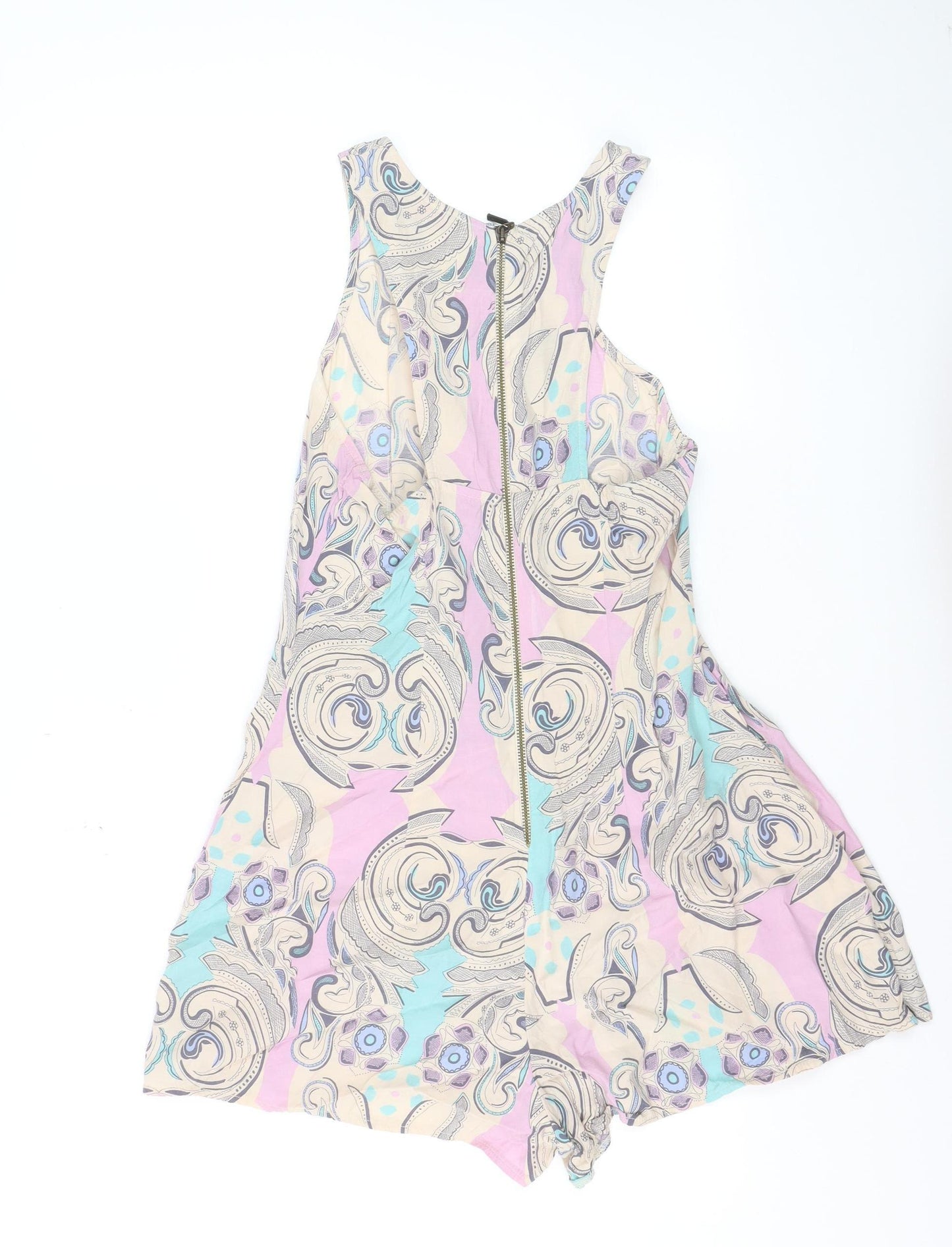 Be Beau Women's Multicoloured Paisley Zip-Back Sleeveless Playsuit Size 14