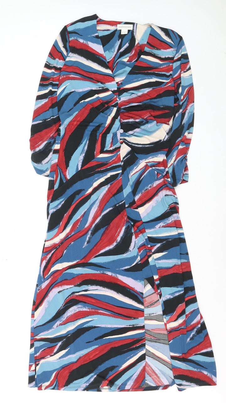 Monsoon Women’s Multicoloured Size 10 Midi Wrap Dress
