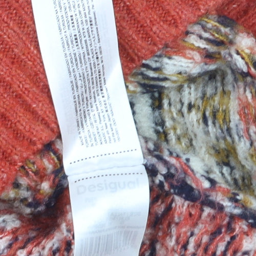 Desigual Women's Multicoloured Wool Blend Fair Isle Crew Neck Jumper Size S