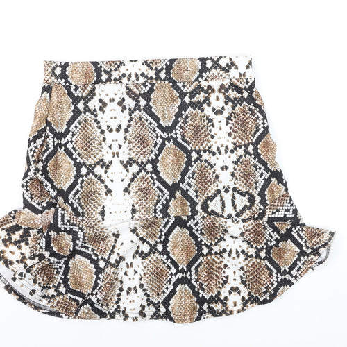 PrettyLittleThing Women’s Brown Snake Print Mini Skirt Size 14