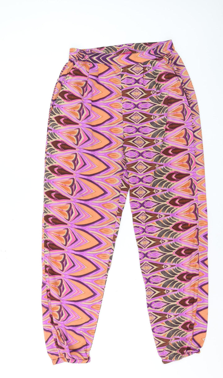 Boohoo Womens Multicoloured Geometric Harem Trousers Size 8