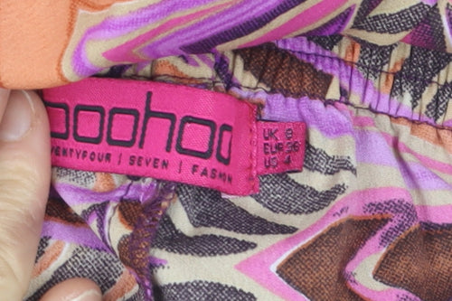 Boohoo Womens Multicoloured Geometric Harem Trousers Size 8