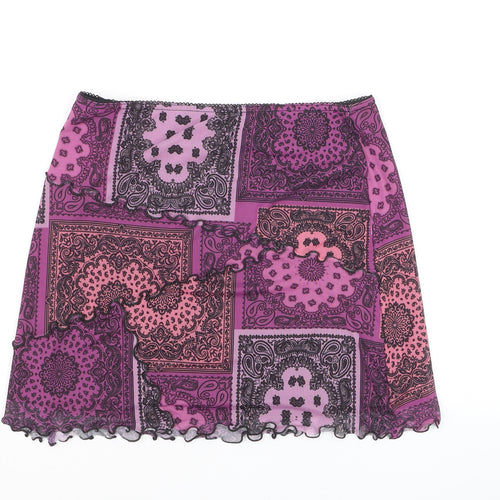 Urban Outfitters Women's Purple Paisley Mini Skirt M Stretch Retro
