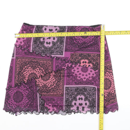 Urban Outfitters Women's Purple Paisley Mini Skirt M Stretch Retro