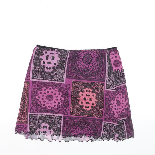 Urban Outfitters Women's Purple Paisley Mini Skirt M Stretch Retro