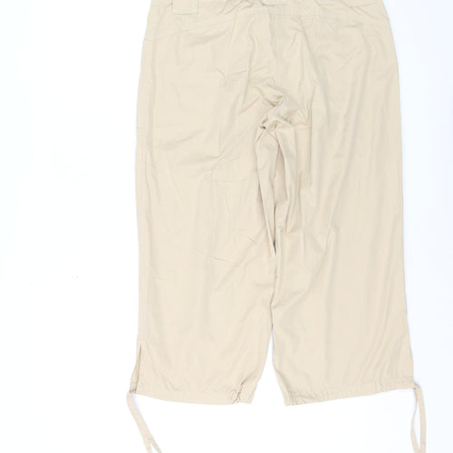 Esprit Women Beige Capri Trousers Size 14 Belted Lightweight Casual