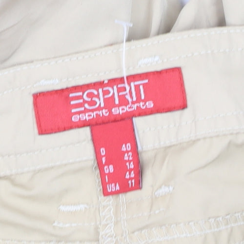 Esprit Women Beige Capri Trousers Size 14 Belted Lightweight Casual