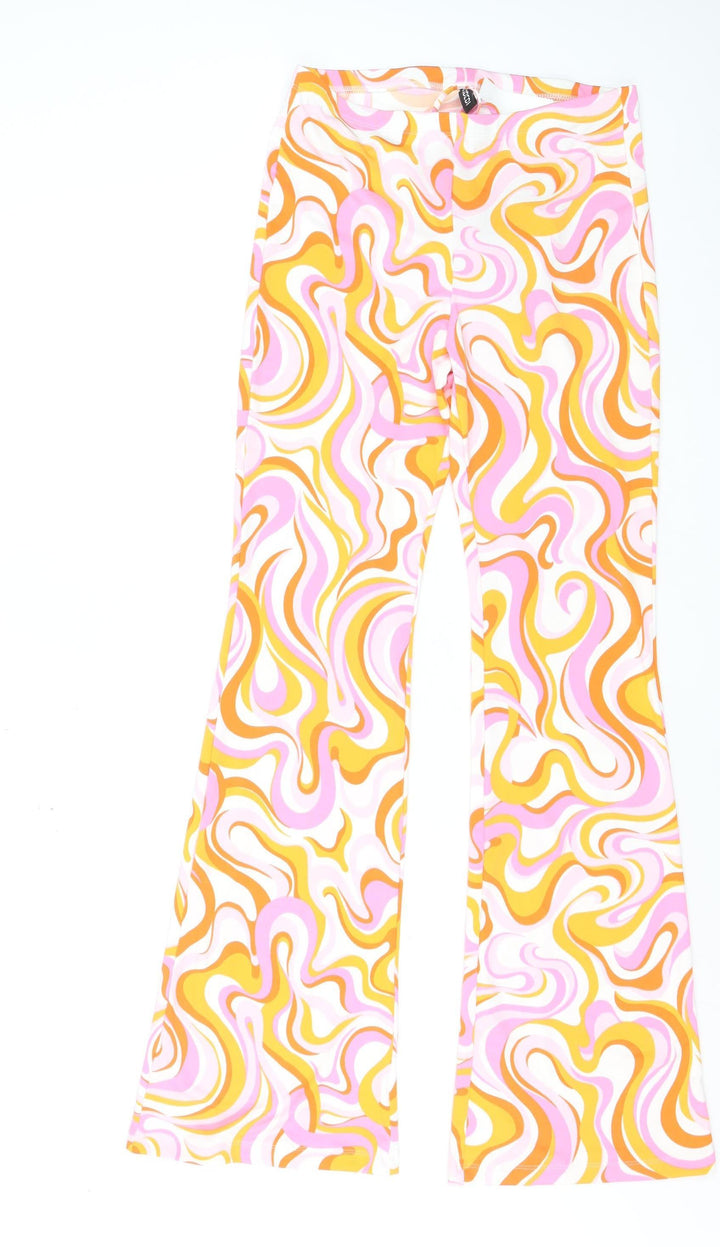 Divided Womens Multicoloured Flared Retro Stretch Trousers Size S