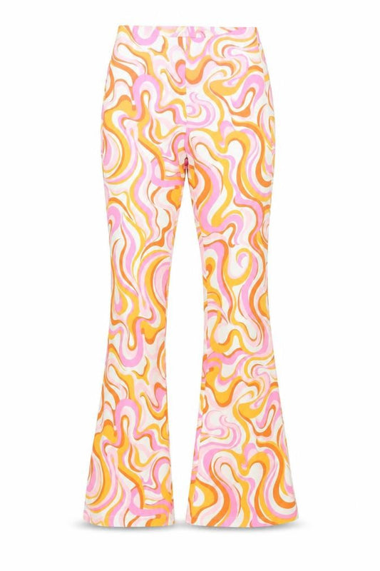 Front view of Divided women’s multicoloured flared retro stretch trousers, size S