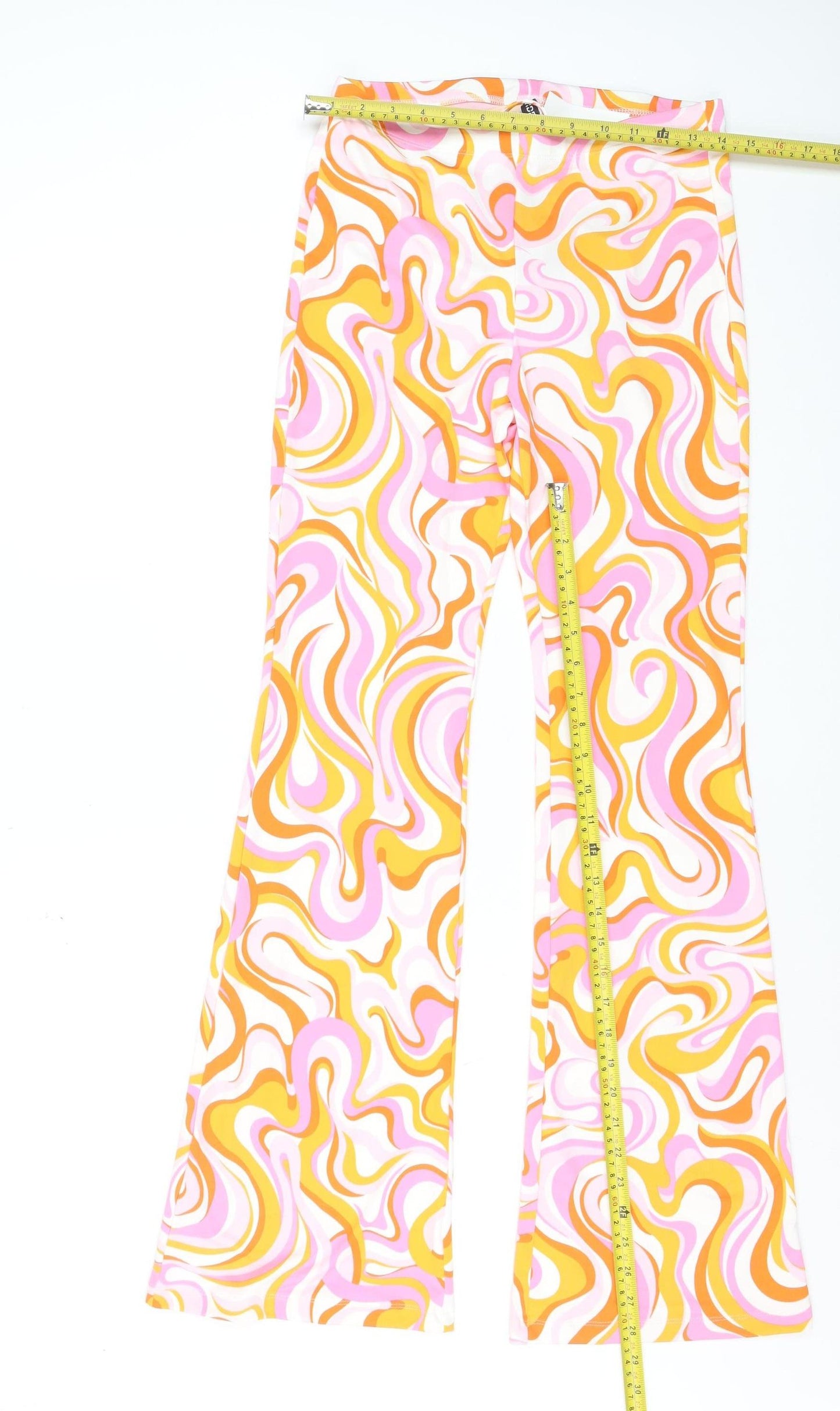 Divided Womens Multicoloured Flared Retro Stretch Trousers Size S