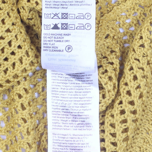 Jacqueline de Yong Women Yellow Crochet Knitted Tank Top L