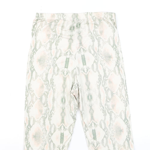 Boohoo Women Beige Green Animal Print Biker Shorts Size 12