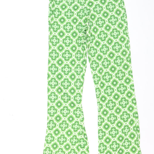 I Saw It First Womens Green Geometric Flared Stretch Trousers UK 8