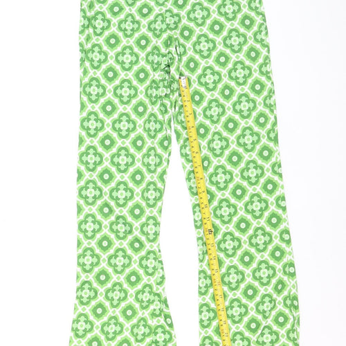 I Saw It First Womens Green Geometric Flared Stretch Trousers UK 8