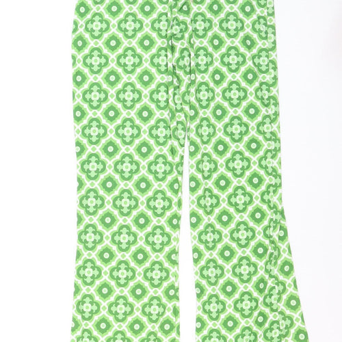 I Saw It First Womens Green Geometric Flared Stretch Trousers UK 8