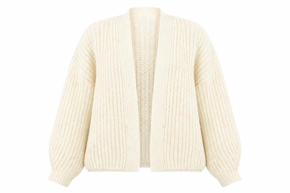Front view of Primark Women's Ivory Chunky Knit Cardigan, size S, 10/12