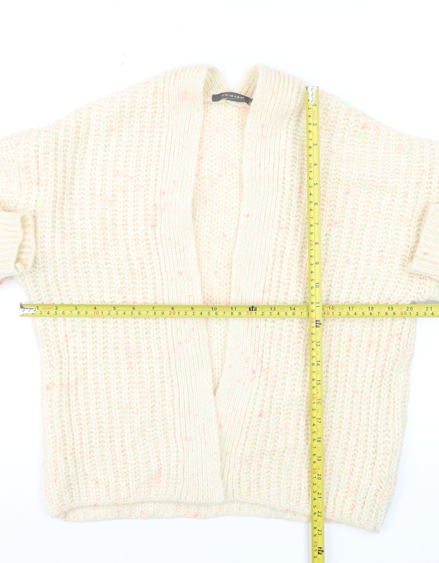 Primark Women's Ivory Chunky Knit Cardigan Size S 10/12