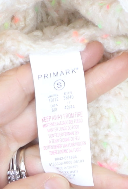 Primark Women's Ivory Chunky Knit Cardigan Size S 10/12