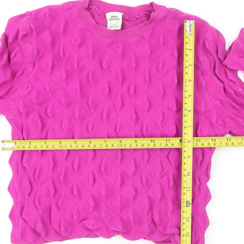 Urban Outfitters Women's Pink Textured Knit Crew Neck Jumper Size S