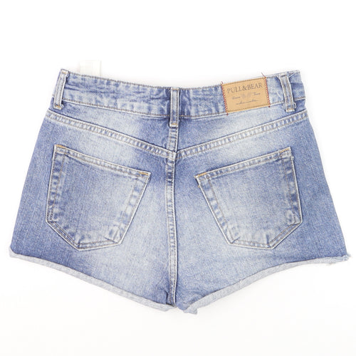 Pull & Bear Women Blue Studded Denim Hot Pants Shorts Size 8