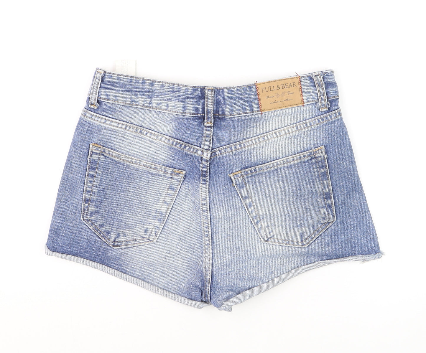 Pull & Bear Women Blue Studded Denim Hot Pants Shorts Size 8