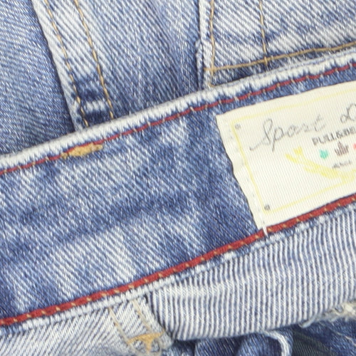 Pull & Bear Women Blue Studded Denim Hot Pants Shorts Size 8