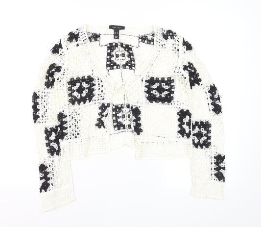 New Look Women's Black & White Crochet Open Knit Cardigan Size S