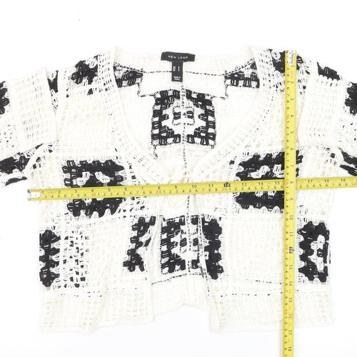 New Look Women's Black & White Crochet Open Knit Cardigan Size S