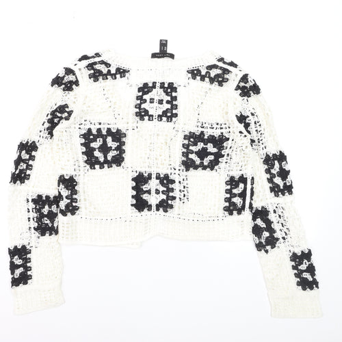 New Look Women's Black & White Crochet Open Knit Cardigan Size S