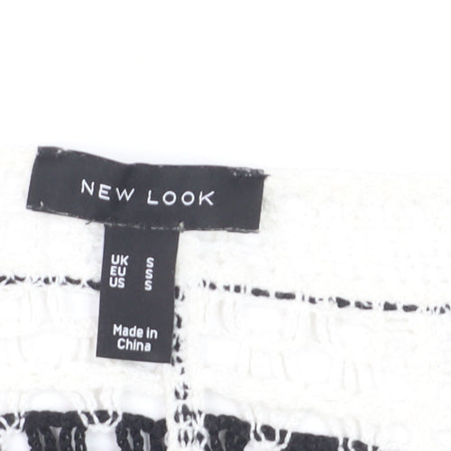 New Look Women's Black & White Crochet Open Knit Cardigan Size S