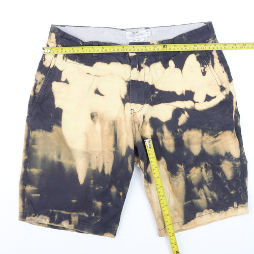 Next Men's Beige Black Tie-Dye Chino Shorts Size 34 Regular Fit