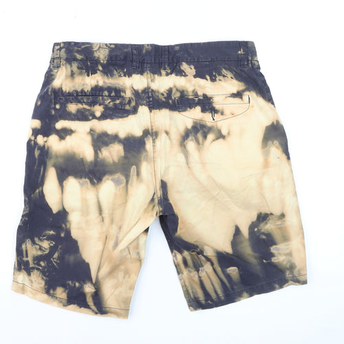Next Men's Beige Black Tie-Dye Chino Shorts Size 34 Regular Fit