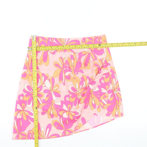 PrettyLittleThing Women’s Pink Floral A-Line Short Skirt Size 8