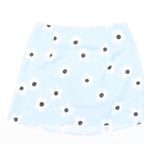 Princess Polly Women's Blue Floral A-Line Mini Skirt Size 6