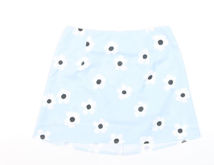 Princess Polly Women's Blue Floral A-Line Mini Skirt Size 6