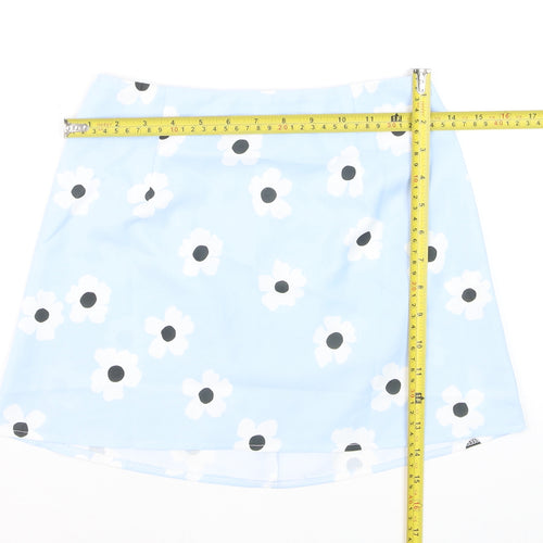 Princess Polly Women's Blue Floral A-Line Mini Skirt Size 6