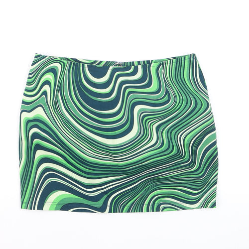 Motel Women Green Geometric Mini Pencil Skirt Size S
