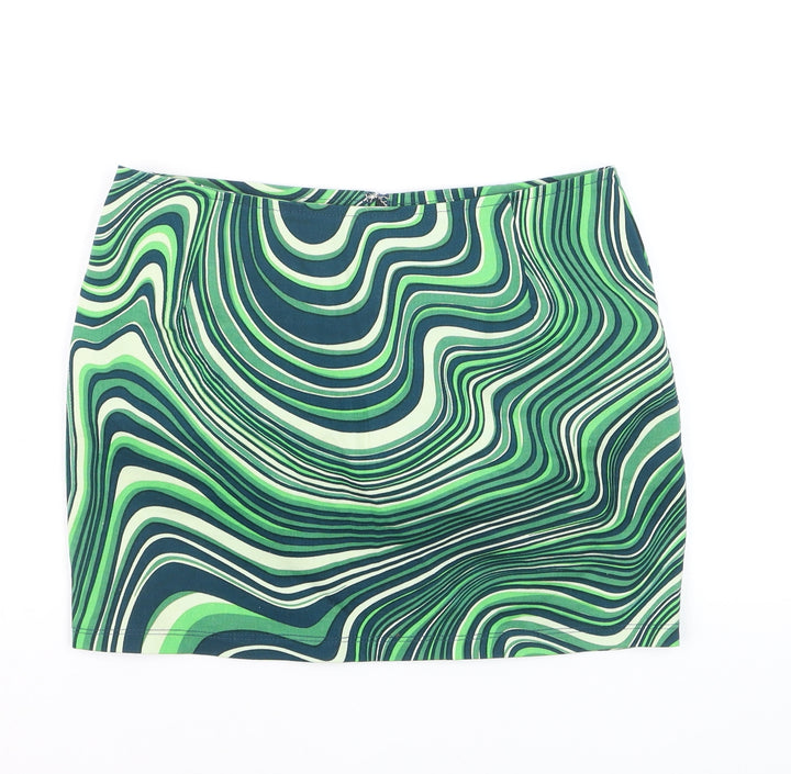 Motel Women Green Geometric Mini Pencil Skirt Size S