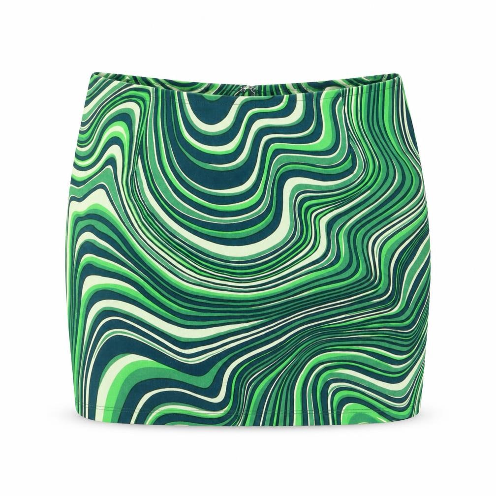 Motel Women Green Geometric Mini Pencil Skirt Size S