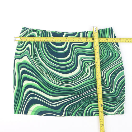 Motel Women Green Geometric Mini Pencil Skirt Size S