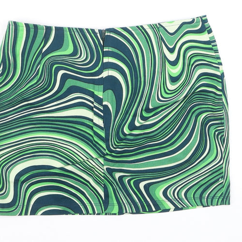Motel Women Green Geometric Mini Pencil Skirt Size S