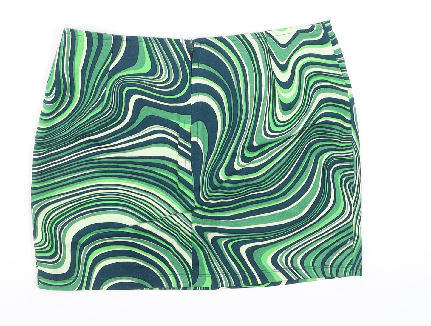 Motel Women Green Geometric Mini Pencil Skirt Size S
