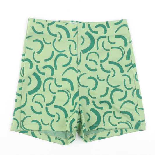 Bershka Women Green Geometric Knit Biker Shorts XS