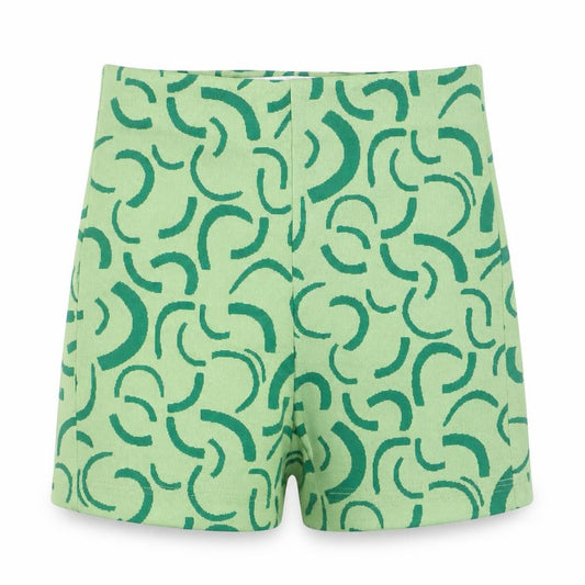 Bershka Women Green Geometric Knit Biker Shorts XS