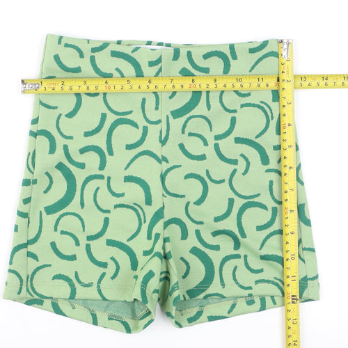 Bershka Women Green Geometric Knit Biker Shorts XS