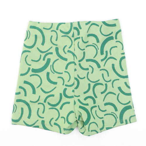 Bershka Women Green Geometric Knit Biker Shorts XS